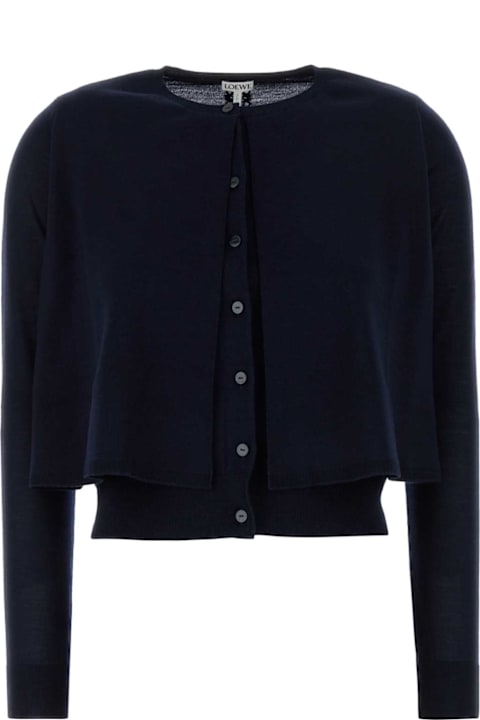 Fashion for Women Loewe Midnight Blue Wool Cardigan