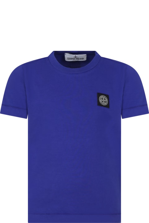 Stone Island Junior T-Shirts & Polo Shirts for Boys Stone Island Junior Light Blue T-shirt For Boy With Logo