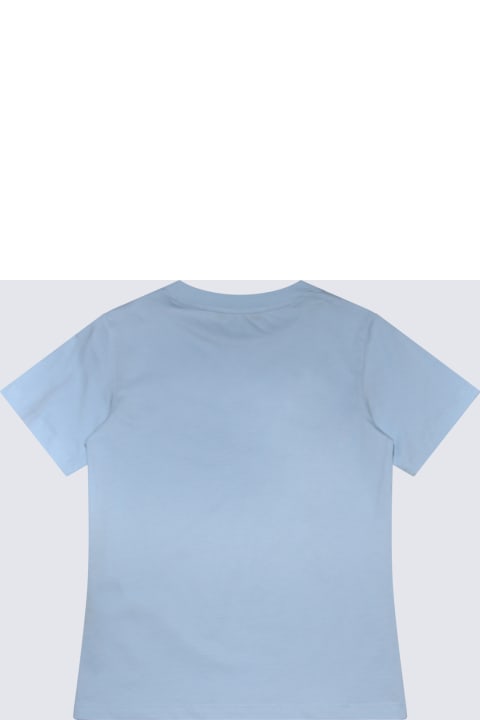 Balmainのガールズ Balmain Light Blue And Black Cotton T-shirt