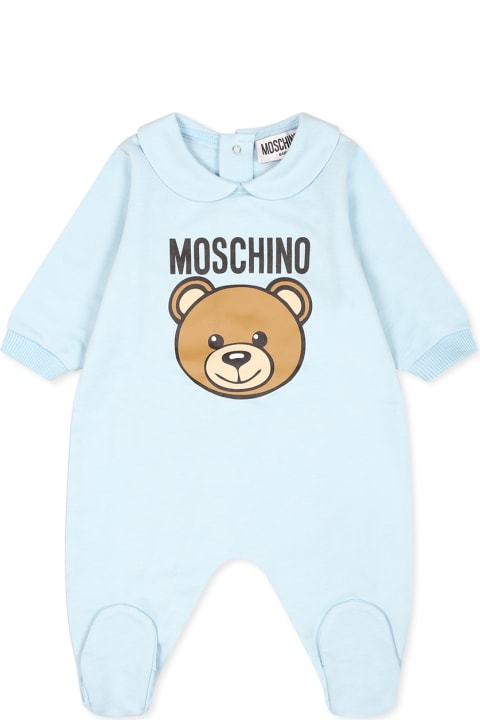 Moschino Bodysuits & Sets for Baby Girls Moschino Light Blue Babygrow Set For Baby Boy With Teddy Bear