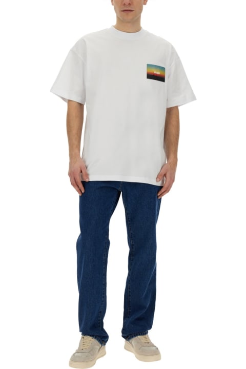 MSGM Topwear for Men MSGM T-shirt With "sunset" Patch Application