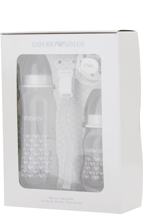 Emporio Armani for Kids Emporio Armani White Set With Baby Bottle And Pacifier With Ea Logo Print In Plastic Baby