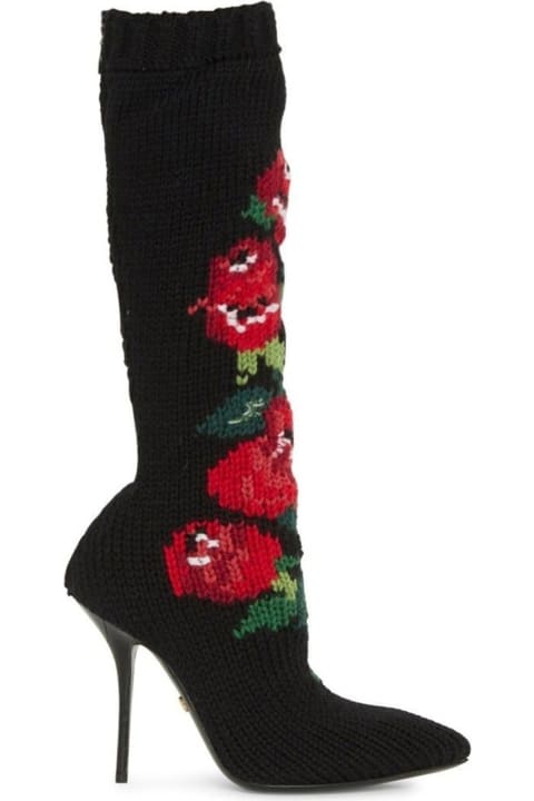 メンズ Dolce & Gabbanaのブーツ Dolce & Gabbana Wool Flower Boots