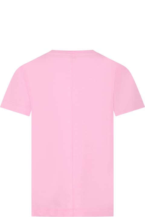 Fendi Kids Fendi Pink T-shirt For Girl With Print And Double Ff