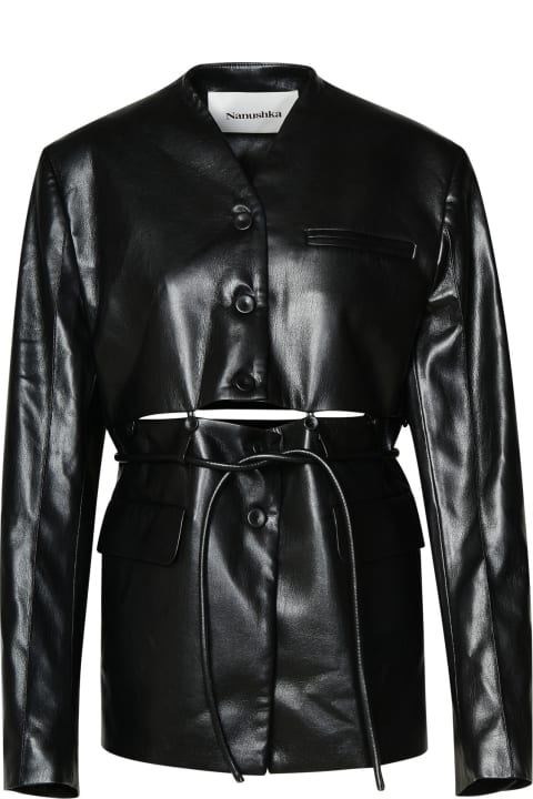 ウィメンズ Nanushkaのコート＆ジャケット Nanushka 'maida' Black Okobor Alt-leather Blazer
