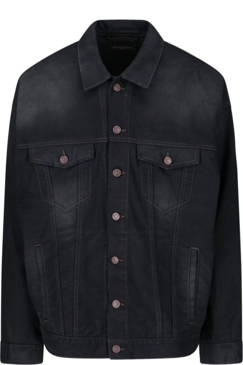 Balenciaga for Men Balenciaga Oversized Black Jacket With Obscured Logo In Cotton Denim Man