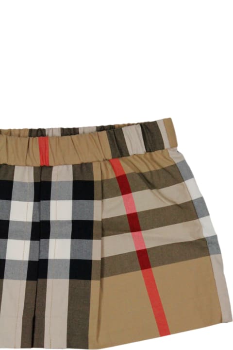 Burberry for Baby Girls Burberry Skirt In Cotton Jersey With Elastic Waistband In Classic Check With Front Pleat