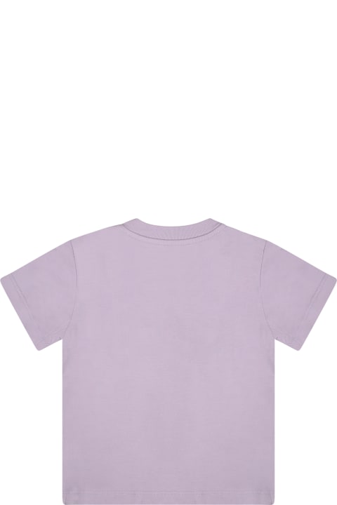 Palm Angels T-Shirts & Polo Shirts for Baby Boys Palm Angels Purple T-shirt For Baby Girl With Bear