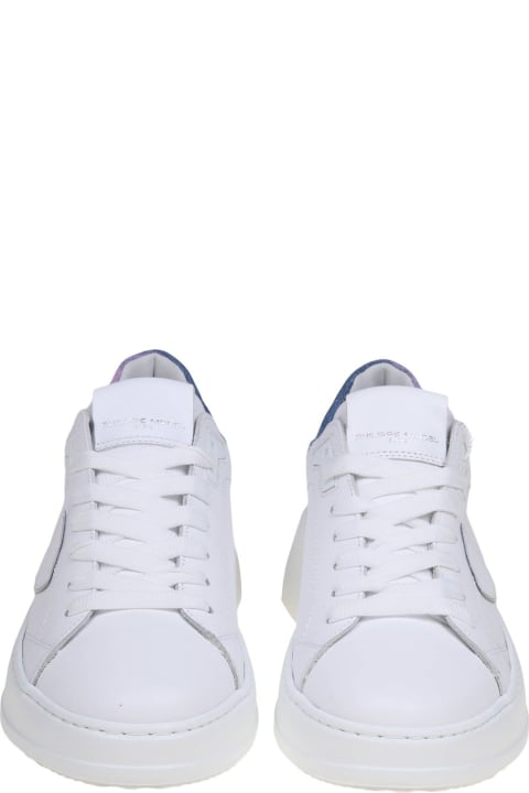 Philippe Model Shoes for Women Philippe Model Tres Temple Low In White Leather And Jeans