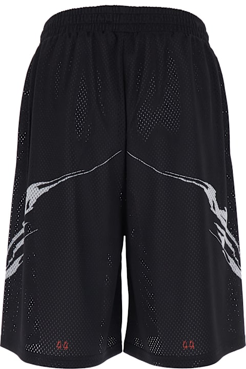Homeware 44 Label Group Black Shorts With Perforated Design And Elasticated Waist In Tech Fabric For Men