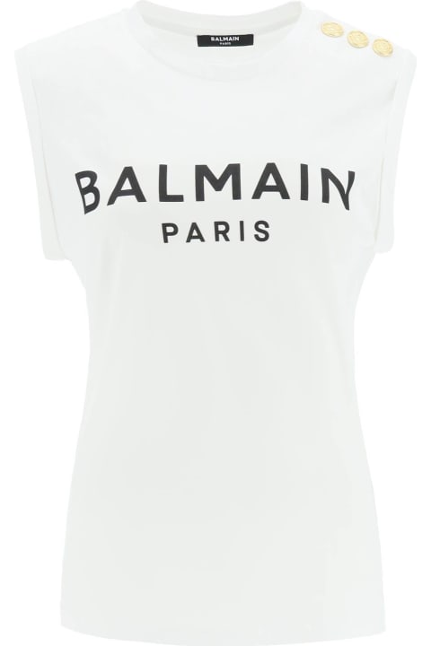 Balmain Topwear for Women Balmain Logo Top With Embossed Buttons