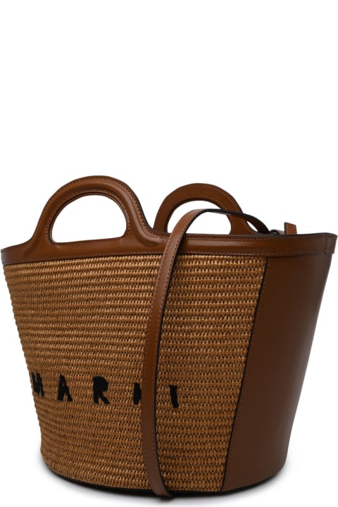 ウィメンズ新着アイテム Marni Brown Leather Blend Tropical Bag Marni