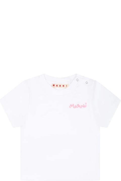 Topwear for Baby Girls Marni White T-shirt For Baby Girl With Logo