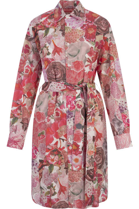 Dresses for Women Marni Pink Short Shirt Dress With Flower Requiem Print