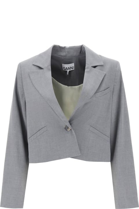 Ganni Coats & Jackets for Women Ganni Cropped Single-breasted Jacket