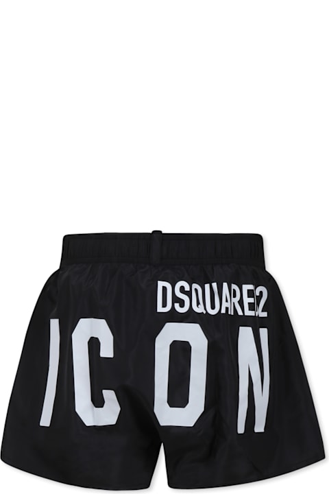 Dsquared2 Swimwear for Boys Dsquared2 Black Swim Shorts For Boy With Logo