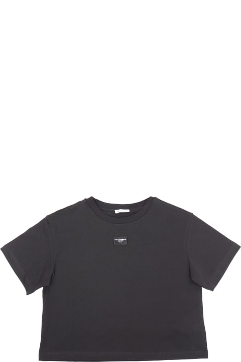 Dolce & Gabbana T-Shirts & Polo Shirts for Girls Dolce & Gabbana D&g Black Cropped T-shirt