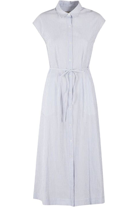 Woolrich for Women Woolrich Pinstriped Tie-waisted Long Shirt Dress