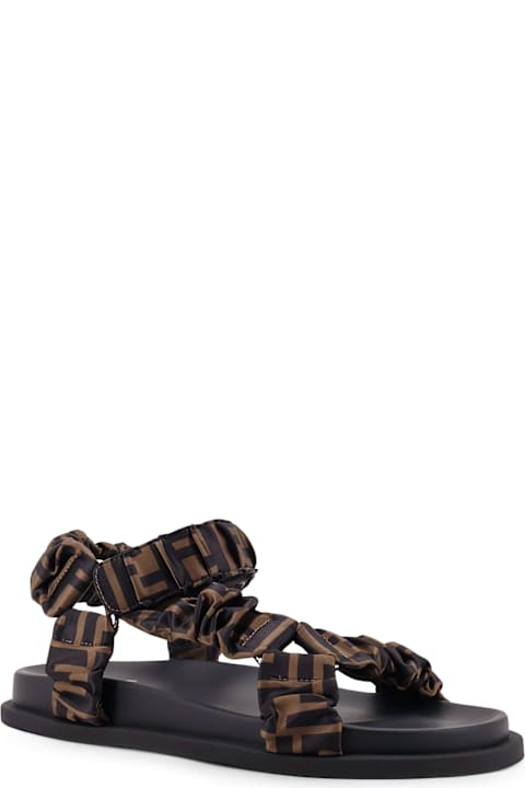 Fendi Feel Elastic Satin Sandals With Ff Motif