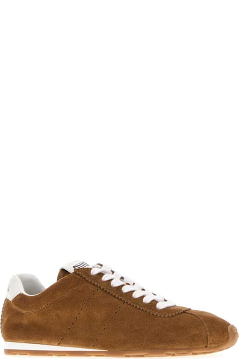Miu Miu Camel Suede Plume Sneakers