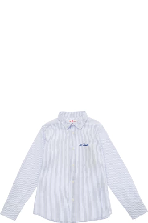 ボーイズ MC2 Saint Barthのシャツ MC2 Saint Barth 'agnes' Light Blue Shirt With Logo Embroidery In Cotton Boy