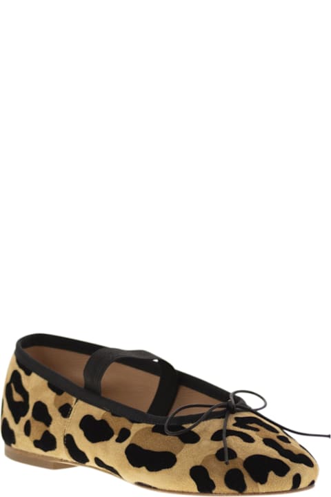 Anniel Shoes for Women Anniel Leather Ballerina With Animal Pattern And Elastic Band