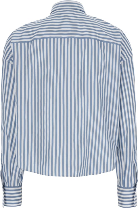 Brunello Cucinelli for Women Brunello Cucinelli White And Light Blue Striped Shirt