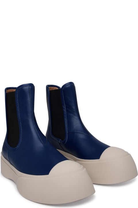 Laced Shoes for Women Marni 'pablo' Blue Nappa Leather Ankle Boots