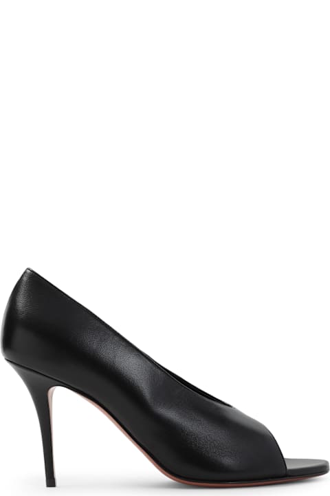 Homeware Amina Muaddi Julianne 90 Peep Toe Nappa Pumps