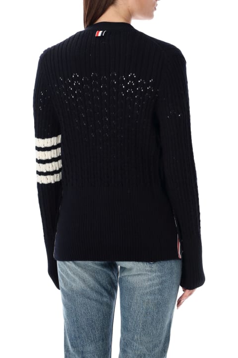 Thom Browne Sweaters for Women Thom Browne Pointelle Rib Stitch Boxy V Neck Cardiga