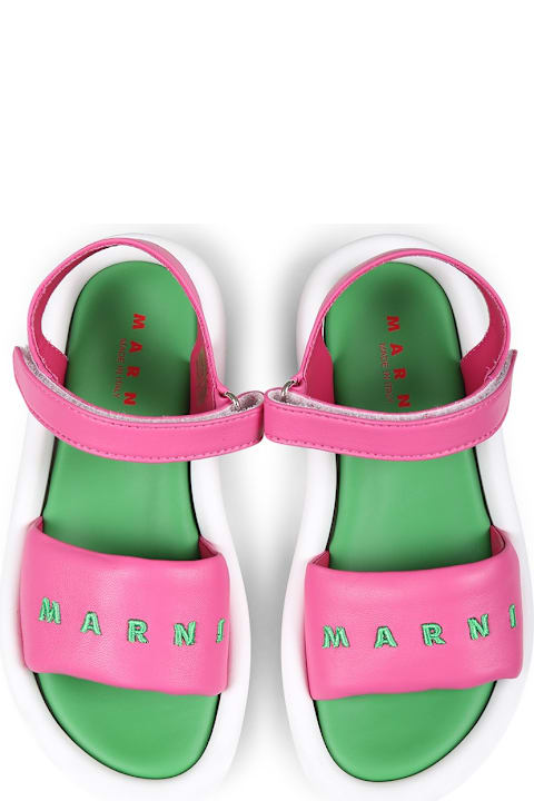 Marni أحذية لـ بنات Marni Fuchsia Sandals Pour Fille Avec Logo