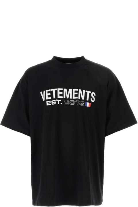 メンズ VETEMENTSのウェア VETEMENTS Black Cotton Oversize T-shirt