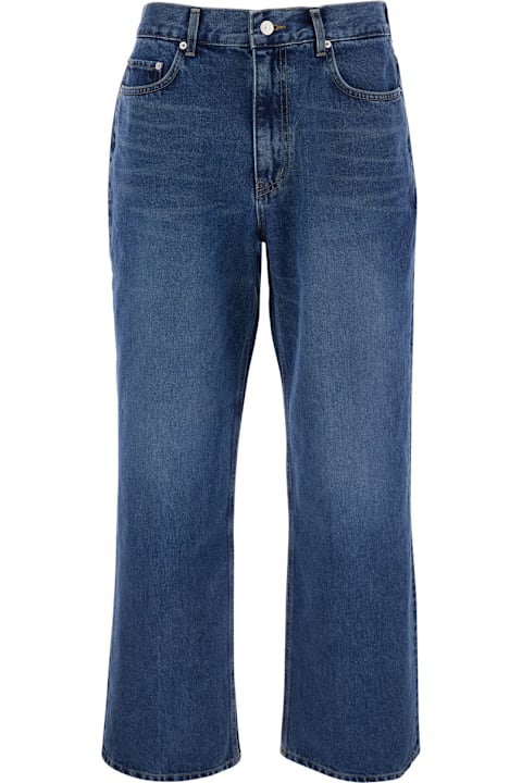 Dunst for Kids Dunst Blue Five Pocket Jeans With Logo Patch On The Back In Denim Man