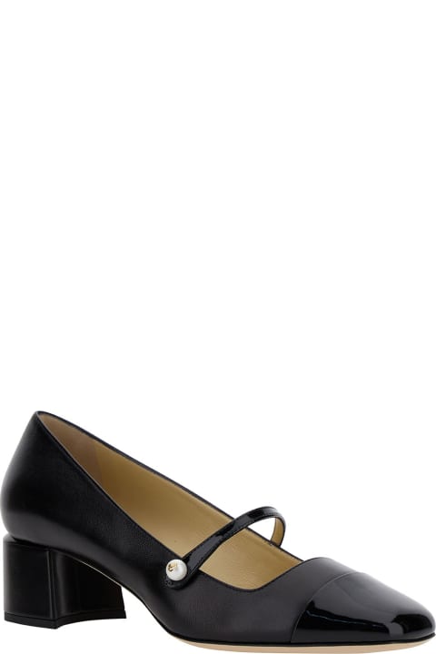 Fashion for Women Jimmy Choo 'elisa 45' Black Pumps With Pearl Detail In Patent Leather Woman