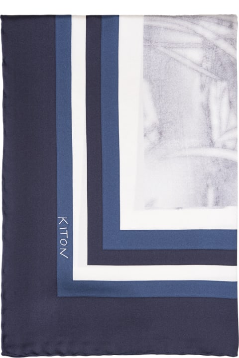 Kiton Scarves & Wraps for Women Kiton Blue Printed Silk Scarf