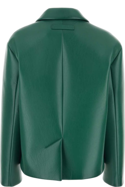 Miu Miu Coats & Jackets for Women Miu Miu Emerald Green Nappa Leather Jacket