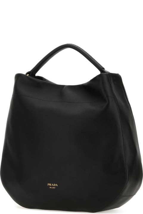 Prada Totes for Women Prada Black Leather Shopping Bag
