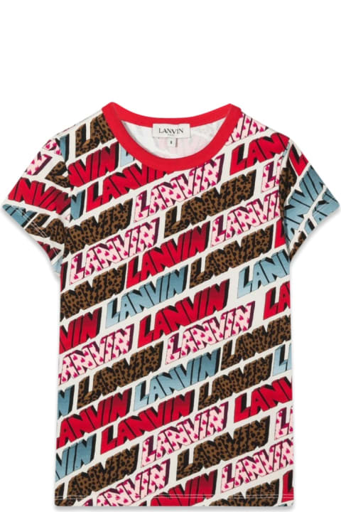 Lanvin Kids Lanvin Short Sleeve Allover Logo T-shirt