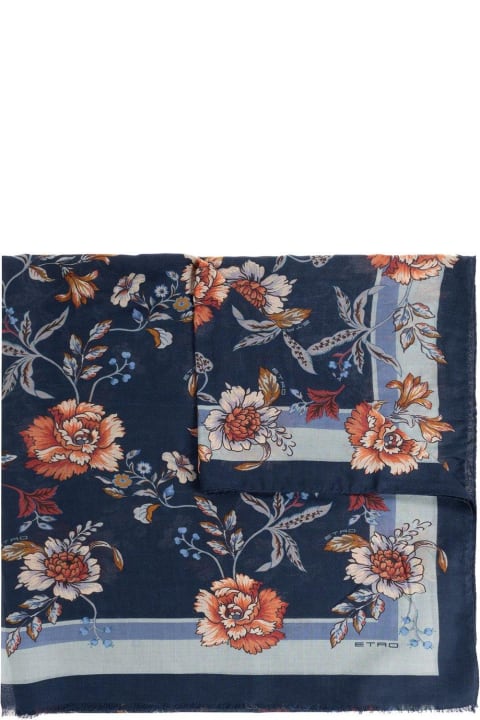 Etro for Women Etro Floral-printed Frayed Edge Scarf