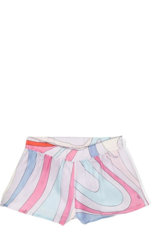 Bottoms for Baby Girls Pucci Shorts With Light Blue/multicolour Iride Print