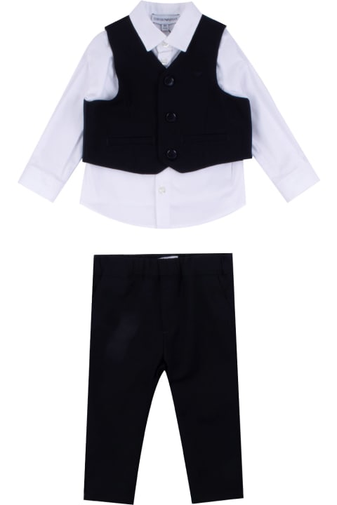 Bodysuits & Sets for Baby Boys Emporio Armani Cotton Vest, Shirt And Pants