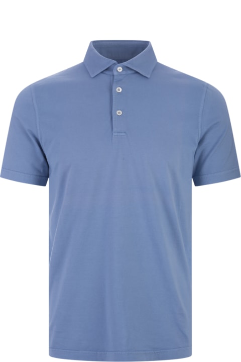 Fedeli for Men Fedeli Cerulean Blue Polo Shirt In Organic Cotton