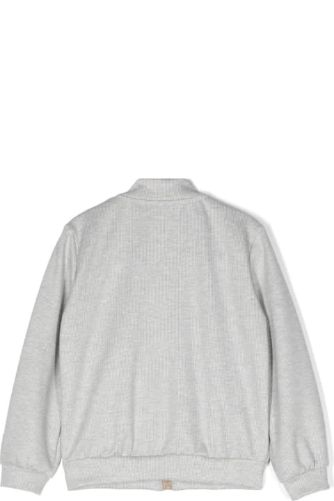 ボーイズ Eleventyのニットウェア＆スウェットシャツ Eleventy Grey Striped Sweatshirt With Beige Zip
