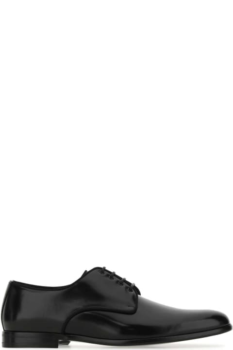 メンズ ローファー＆デッキシューズ Dolce & Gabbana Black Leather Lace-up Shoes