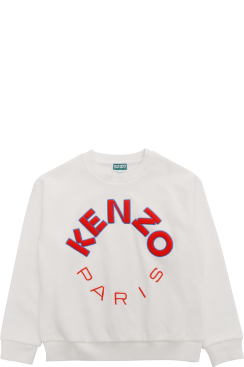 ウィメンズ Kenzo Kidsのニットウェア＆スウェットシャツ Kenzo Kids White Sweatshirt With Logo
