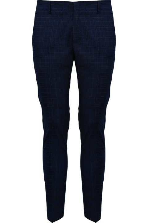Trousers With Blue Checked Pattern