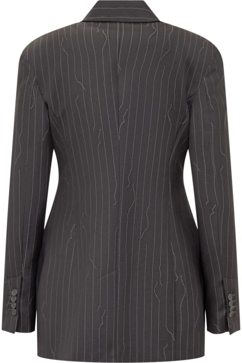 Off-White for Women Off-White Single-breasted Wool-blend Pinstripe Blazer