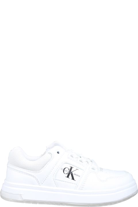 Shoes for Boys Calvin Klein White Sneakers For Kids With Logo
