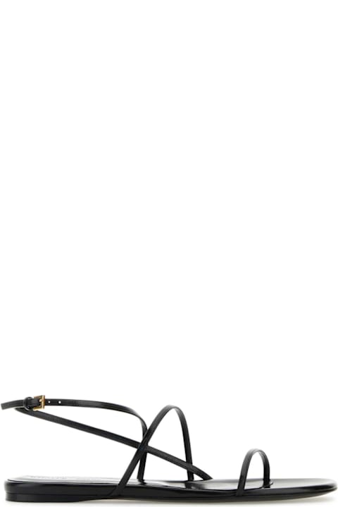Khaite for Women Khaite Black Leather Loop Sandals