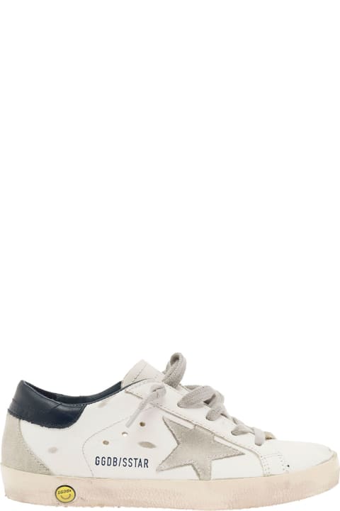 Golden Goose Kids Boy's White Leather And Suede Super Star Sneakers